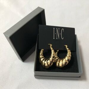 New INC gold ridged hoops